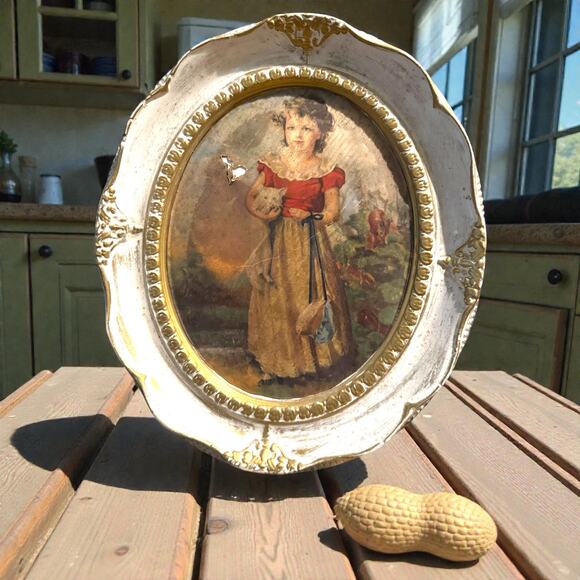 Vtg Borghese chalkware art work Girl Holding Cat Master Simpson boy with dog - Picture 3 of 6